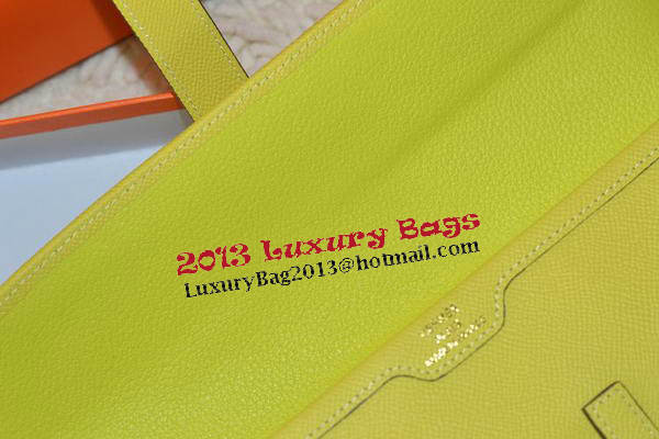 Hermes Jige Clutch Bag Calfskin Leather Lemon