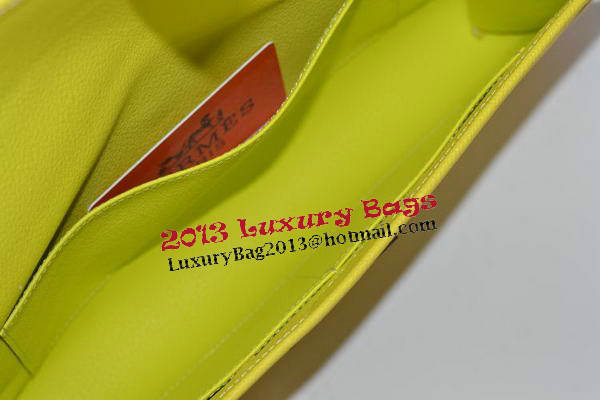 Hermes Jige Clutch Bag Calfskin Leather Lemon