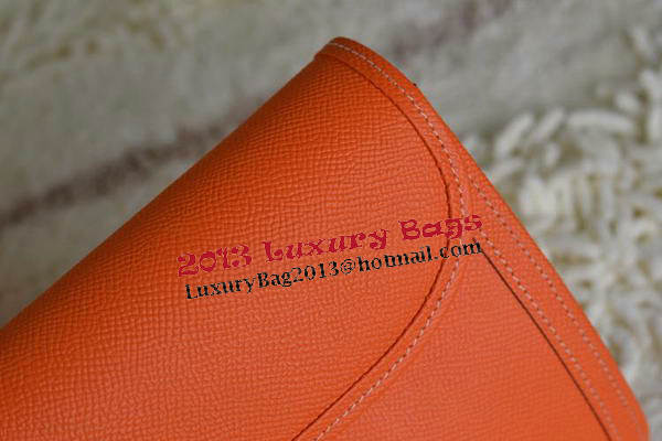 Hermes Jige Clutch Bag Calfskin Leather Orange