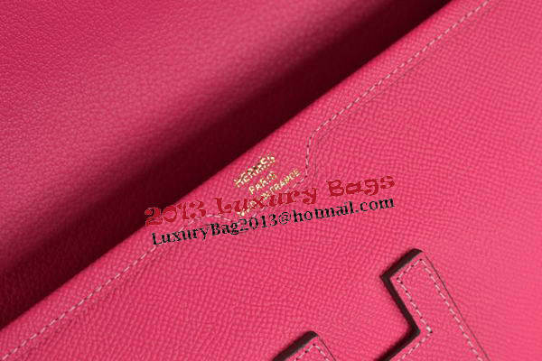 Hermes Jige Clutch Bag Calfskin Leather Rose