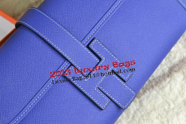 Hermes Jige Clutch Bag Calfskin Leather Royal