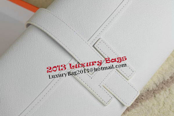 Hermes Jige Clutch Bag Calfskin Leather White