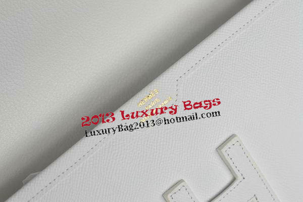 Hermes Jige Clutch Bag Calfskin Leather White