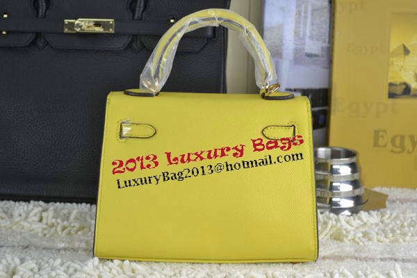 Hermes Kelly 22cm Tote Bag Calfskin Leather Lemon