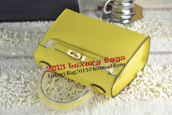 Hermes Kelly 22cm Tote Bag Calfskin Leather Lemon