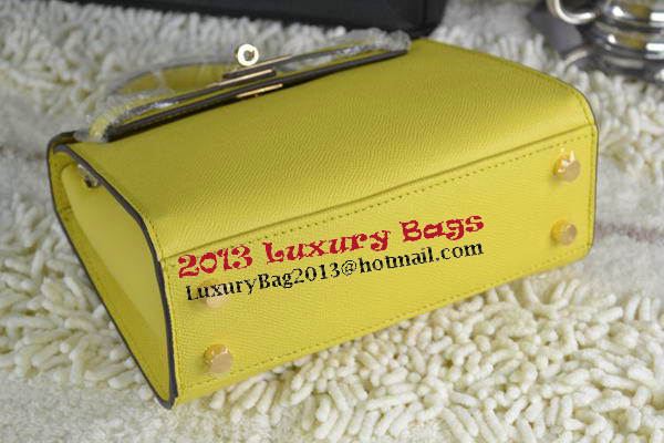 Hermes Kelly 22cm Tote Bag Calfskin Leather Lemon