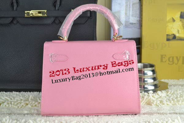 Hermes Kelly 22cm Tote Bag Calfskin Leather Pink