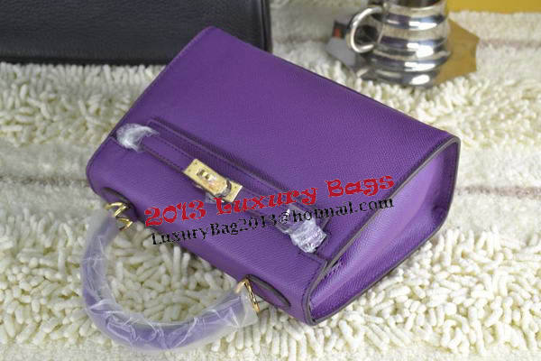 Hermes Kelly 22cm Tote Bag Calfskin Leather Purple