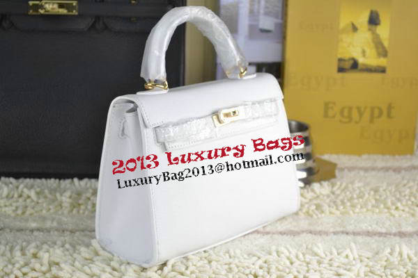 Hermes Kelly 22cm Tote Bag Calfskin Leather White