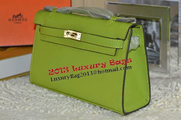 Hermes MINI Kelly 22cm Tote Bag Calfskin Leather Green