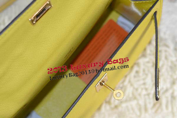 Hermes MINI Kelly 22cm Tote Bag Calfskin Leather Lemon