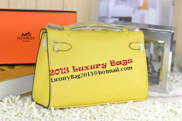 Hermes MINI Kelly 22cm Tote Bag Calfskin Leather Lemon