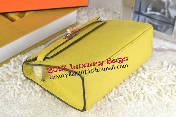 Hermes MINI Kelly 22cm Tote Bag Calfskin Leather Lemon