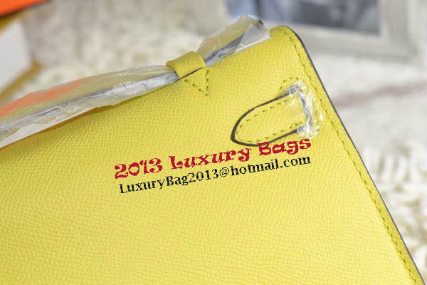 Hermes MINI Kelly 22cm Tote Bag Calfskin Leather Lemon