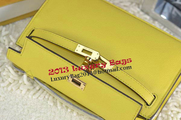 Hermes MINI Kelly 22cm Tote Bag Calfskin Leather Lemon