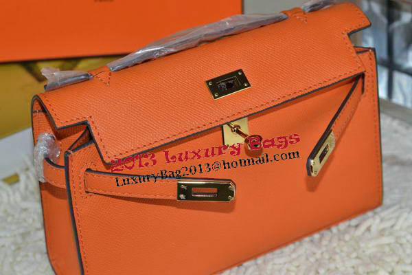 Hermes MINI Kelly 22cm Tote Bag Calfskin Leather Orange