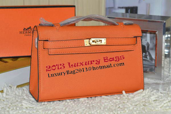 Hermes MINI Kelly 22cm Tote Bag Calfskin Leather Orange