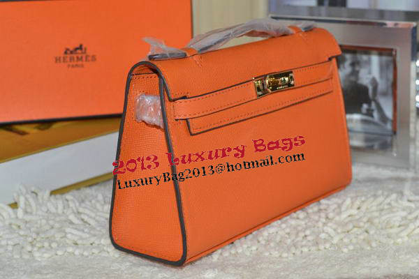 Hermes MINI Kelly 22cm Tote Bag Calfskin Leather Orange