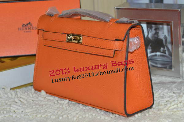 Hermes MINI Kelly 22cm Tote Bag Calfskin Leather Orange