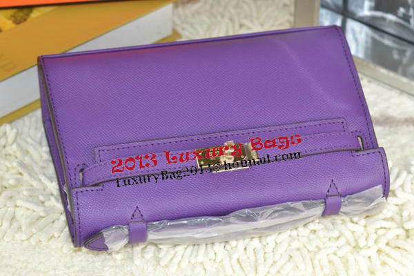 Hermes MINI Kelly 22cm Tote Bag Calfskin Leather Purple