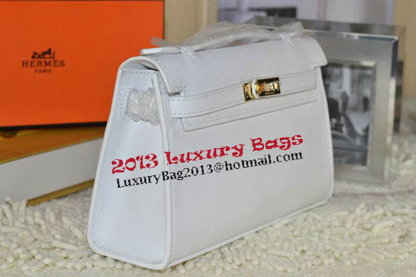 Hermes MINI Kelly 22cm Tote Bag Calfskin Leather White