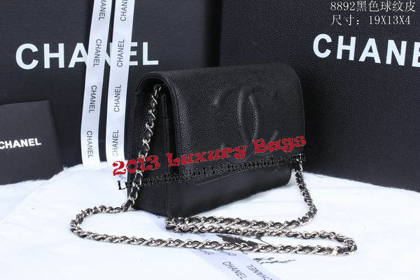 Chanel Cannage Pattern Leather Flap Shoulder Bag A8892 Black