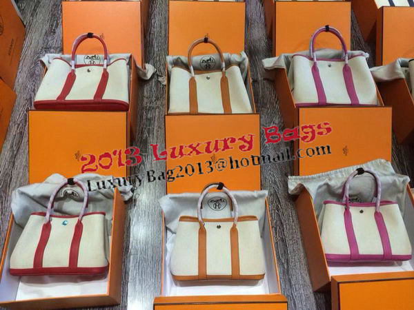 Hermes Garden Party 30CM Bag Canvas Leather H11S Rosy