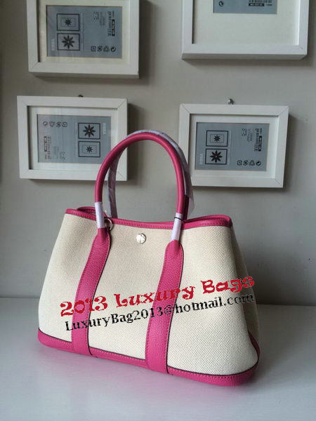 Hermes Garden Party 30CM Bag Canvas Leather H11S Rosy