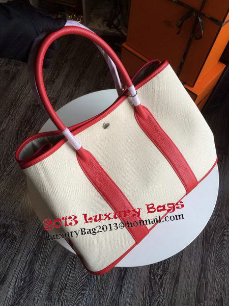 Hermes Garden Party 36CM Bag Canvas Leather H11M Red