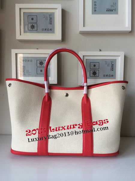 Hermes Garden Party 36CM Bag Canvas Leather H11M Red