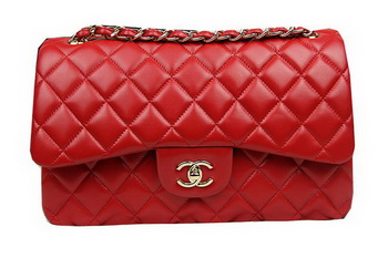 Chanel Classic Flap Bag Red Original Leather CF1113 Gold