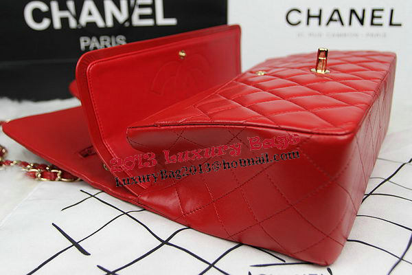 Chanel Classic Flap Bag Red Original Leather CF1113 Gold