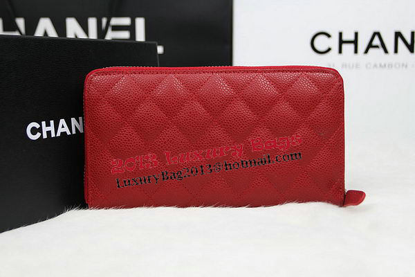 Chanel Matelasse Zip Around Wallet Cannage Pattern A50097 Red