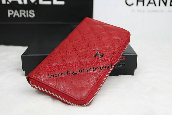 Chanel Matelasse Zip Around Wallet Cannage Pattern A50097 Red