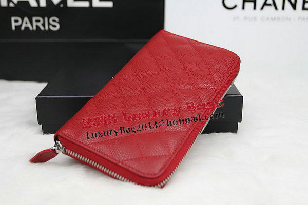 Chanel Matelasse Zip Around Wallet Cannage Pattern A50097 Red