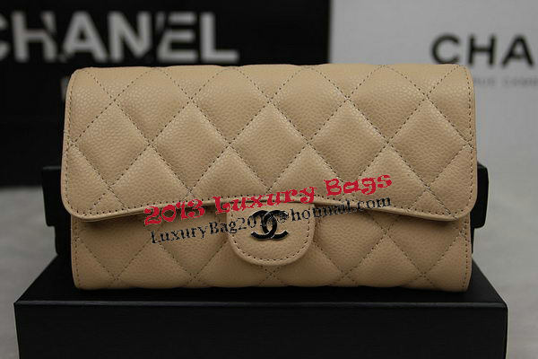 Chanel Tri-Fold Wallet Original Cannage Pattern Leather CHA31506 Apricot