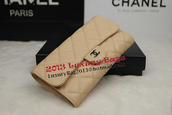 Chanel Tri-Fold Wallet Original Cannage Pattern Leather CHA31506 Apricot