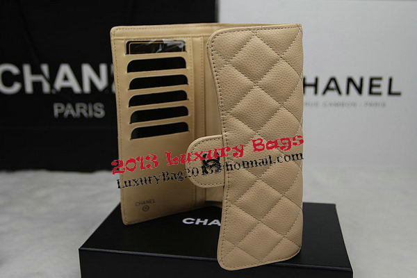 Chanel Tri-Fold Wallet Original Cannage Pattern Leather CHA31506 Apricot