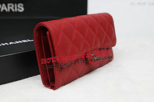 Chanel Tri-Fold Wallet Original Cannage Pattern Leather CHA31506 Red