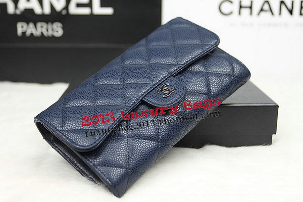 Chanel Tri-Fold Wallet Original Cannage Pattern Leather CHA31506 Royal