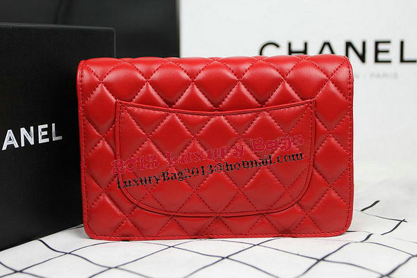 Chanel mini Flap Bag CHA33814 Red Original Sheepskin Leather Silver