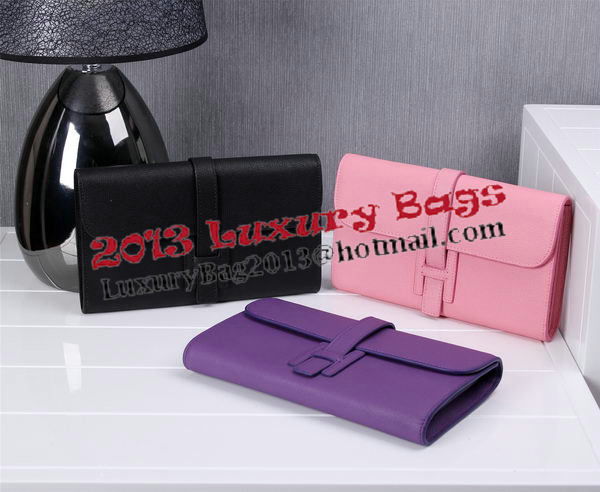 Hermes Jige Clutch Bag Calfskin Leather H8057 Purple