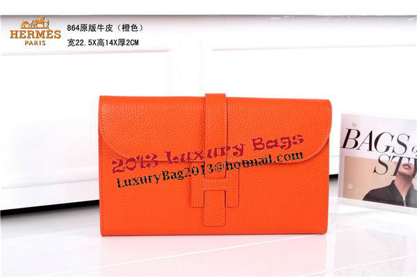 Hermes Jige Clutch Bag Calfskin Leather HQ864 Orange