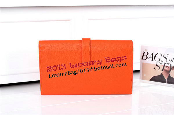 Hermes Jige Clutch Bag Calfskin Leather HQ864 Orange