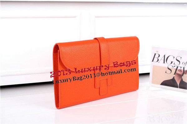 Hermes Jige Clutch Bag Calfskin Leather HQ864 Orange