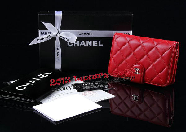 Chanel Matelasse Bi-Fold Wallet Sheepskin Leater A31506 Red