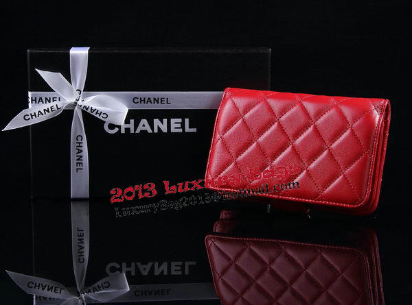 Chanel Matelasse Bi-Fold Wallet Sheepskin Leater A31506 Red