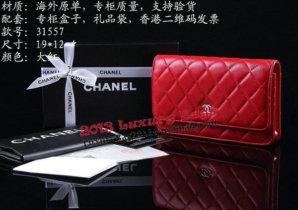 Chanel Matelasse Wallet Sheepskin Leater A31557 Red