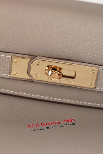 Hermes Kelly 32cm Shoulder Bags Grained Leather Grey