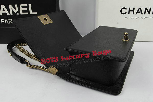 Boy Chanel Flap Shoulder Bags Black Original Cannage Pattern A67025 Gold